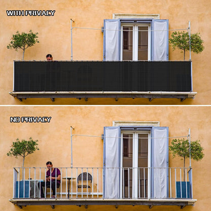 SUNLAX 3'x10' Black Balcony Privacy Screen Fence Windscreen Cover Fabric Shade Mesh Cloth with Grommets UV Protection for Patio, Backyard, Porch, Railing Shield 90%