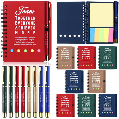 8 Set Team Gifts Employee Appreciation Gift Bulk Inspirational Team Spiral Notebooks with Sticky Notes Motivational Ballpoint Pens Thank You Gifts for Coworker Staff Teacher Christmas School Office