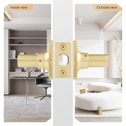 Leydebong 1 Pack Gold Door Lever Modern Brushed Door Knobs Keyless Hallway Closet Passage Door Levers for Interior Door Use