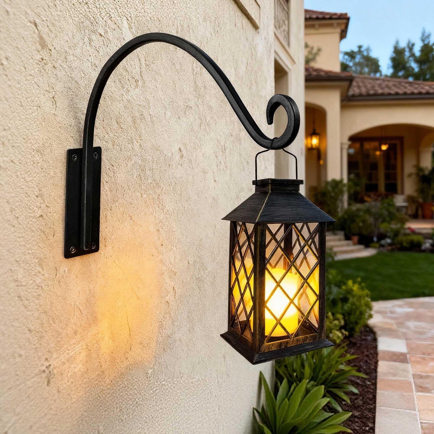 Plant Hanger Bracket｜Hand-Forged Heavy Duty Shepherds Hook Plant Hooks (2 Pieces / 16") Outdoor Durable and Stable for Hanging Plants (16“-Black-1Pcs, 16" Black)