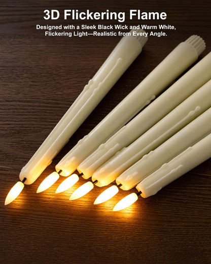 Stmarry 3 Pack Flameless Taper Candles with Remote and Timer - 9.65 Inch Ivory Real Wax LED Candlesticks - Wax Drip Battery Operated Tall Taper Candles with 3D Flickering Flame