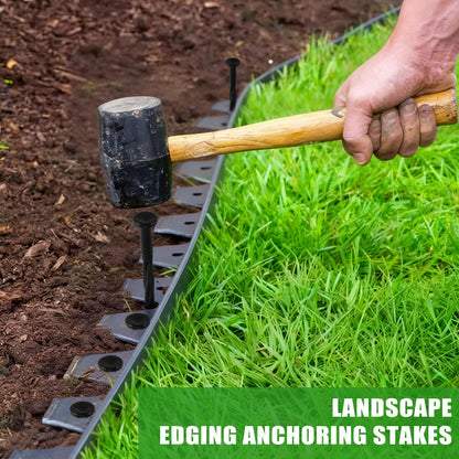 120-Pack 8-Inch Heavy Duty Plastic Landscape Edging Spikes – Spiral Anchoring Nails for Paver Edging, Weed Barrier Fabric, Artificial Turf & Garden Borders – Rust-Free Nylon Stakes