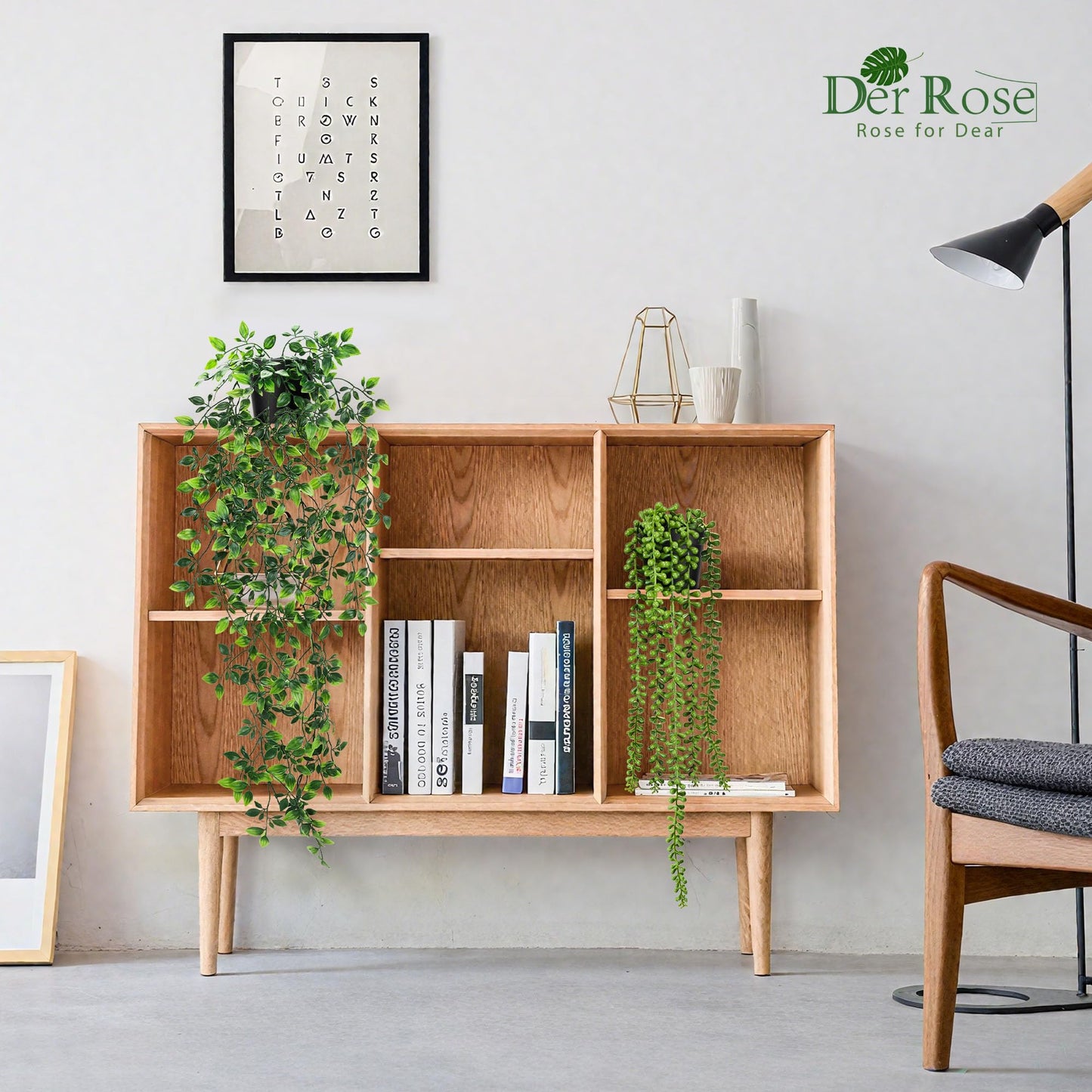 Der Rose 6Pcs Fake Plants Hanging Artificial Vines Faux Hanging Plants for Bookshelf Bathroom Kitchen Outdoor Decor Indoor