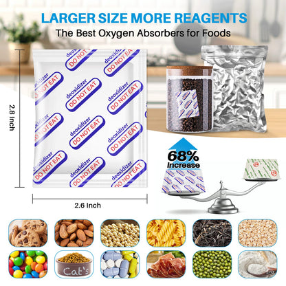 500cc Oxygen Absorber for Food Storage, Individually Wrapped Oxygen Absorbers for Long Term Food Storage, Works with Mylar Bags, Mason Jars