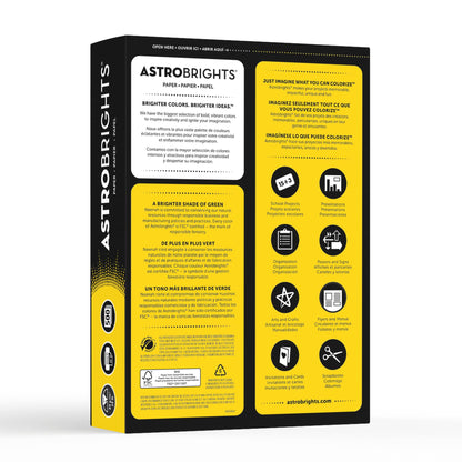 Astrobrights 21538 Acid-Free Copy Paper, 24 lb., 2.5" Height, 8.5" Width, 11" Length, Solar Yellow (Pack of 500)