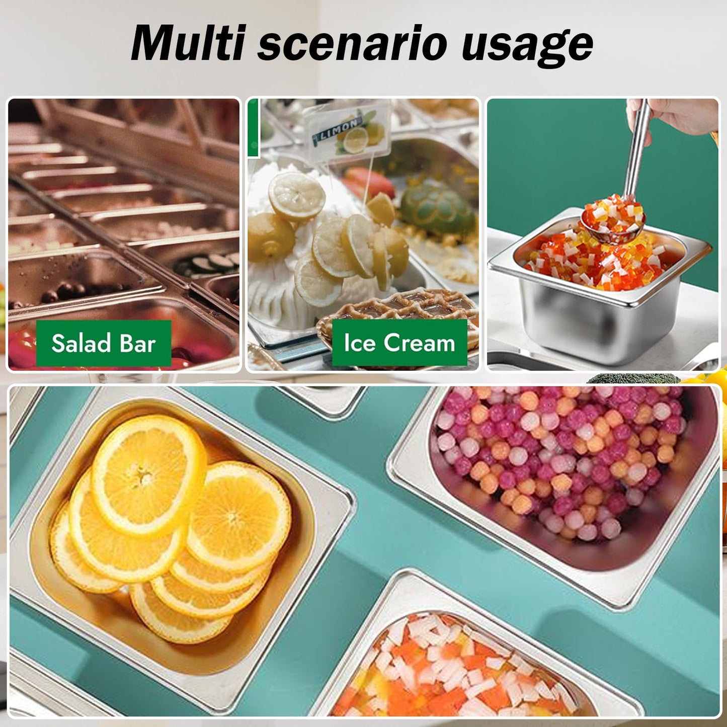 Auch 6 Pack Hotel Pans 1/6 Size 4 Inch Deep, Stainless Steel Steam Table Pan Catering Food Pan Warmer Tray Breading Tray Batter for Hotel, Restaurant, Buffet, Party Catering Supplies