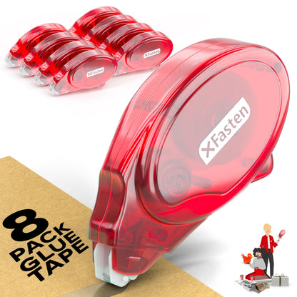 XFasten Double Sided Adhesive Scrapbook Runner Tape Roller, 0.3-inch by 360-Inch, 8-Pack, Permanent Adhesive Dots Roller Applicator, Acid-Free and Archival Safe Scrapbooking Tape