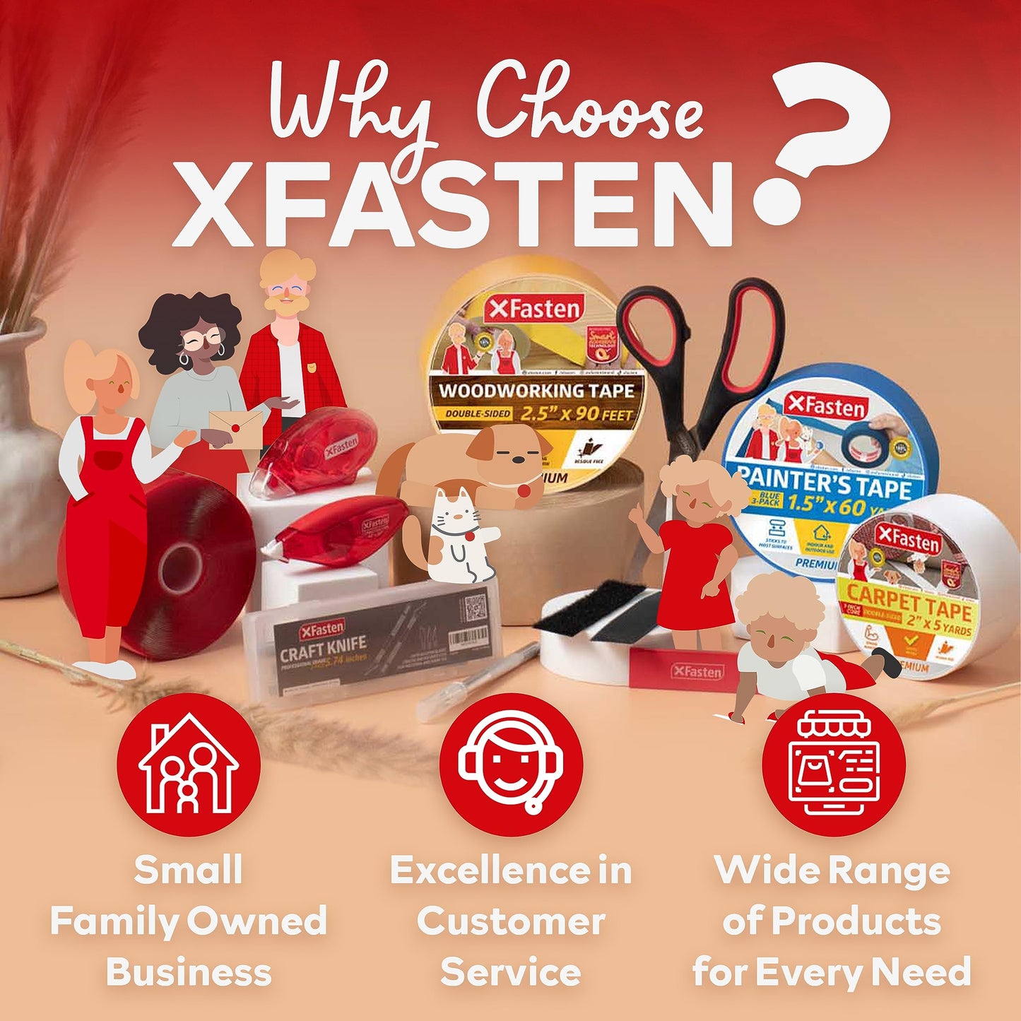 XFasten Reinforced Gummed Kraft Paper Packing Tape, 2.75 Inches x 375 Feet | Water Activated Brown Carton Box Packing and Sealing Tape for Mailing and Moving with Fiberglass Backing