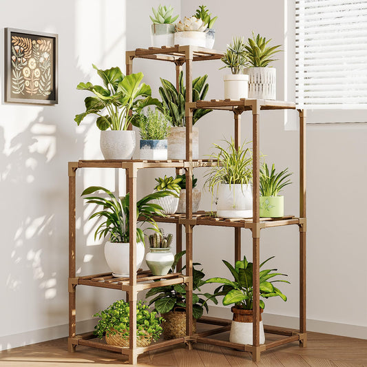 Bamworld Plant Stands Indoor Outdoor Corner Shelf Plant Shelves Indoor Plant Holder for Living 7-Tier Corner Stands Room Outdoor Plant Rack Indoor Multiple Plants Patio Balcony Garden