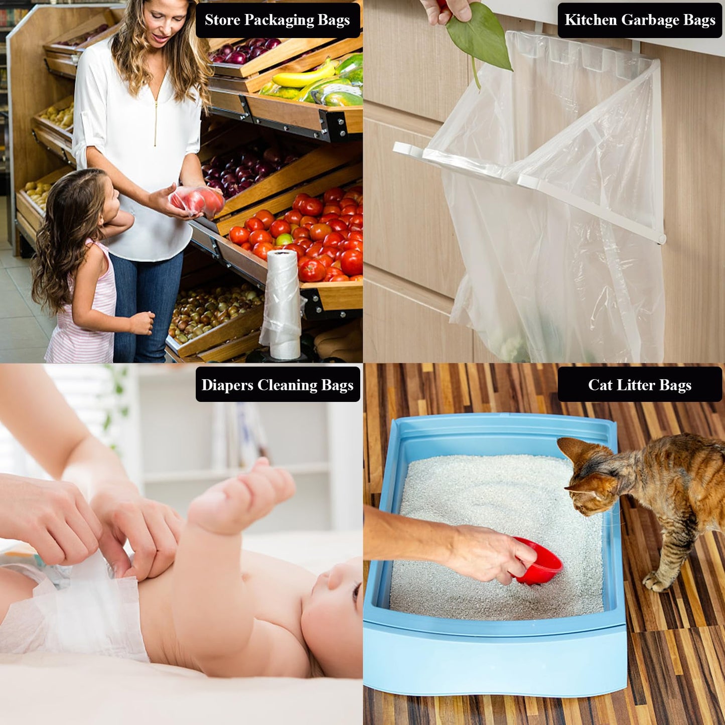 12"x16" Plastic Produce Bags for Groceries, Durable Clear Food Storage Bags for Bread, Fruits, Vegetables, Shopping Poly Packing Bags, 700 Pcs 2 Rolls Plastic Bag