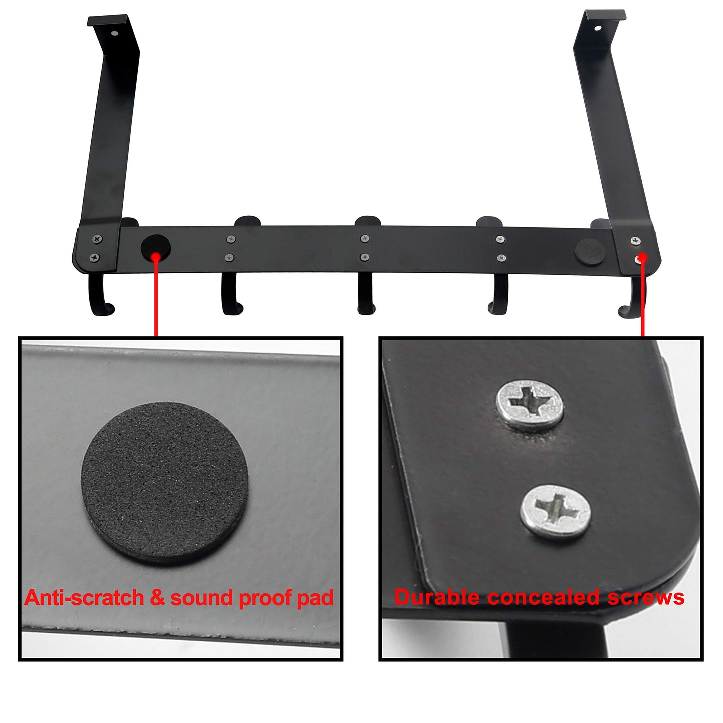SKOLOO Over The Door Hook, Door Hanger Hooks for Hanging Clothes, Towels, Coats, Hats, Over The Door Towel Hook, Black, Assembly Required