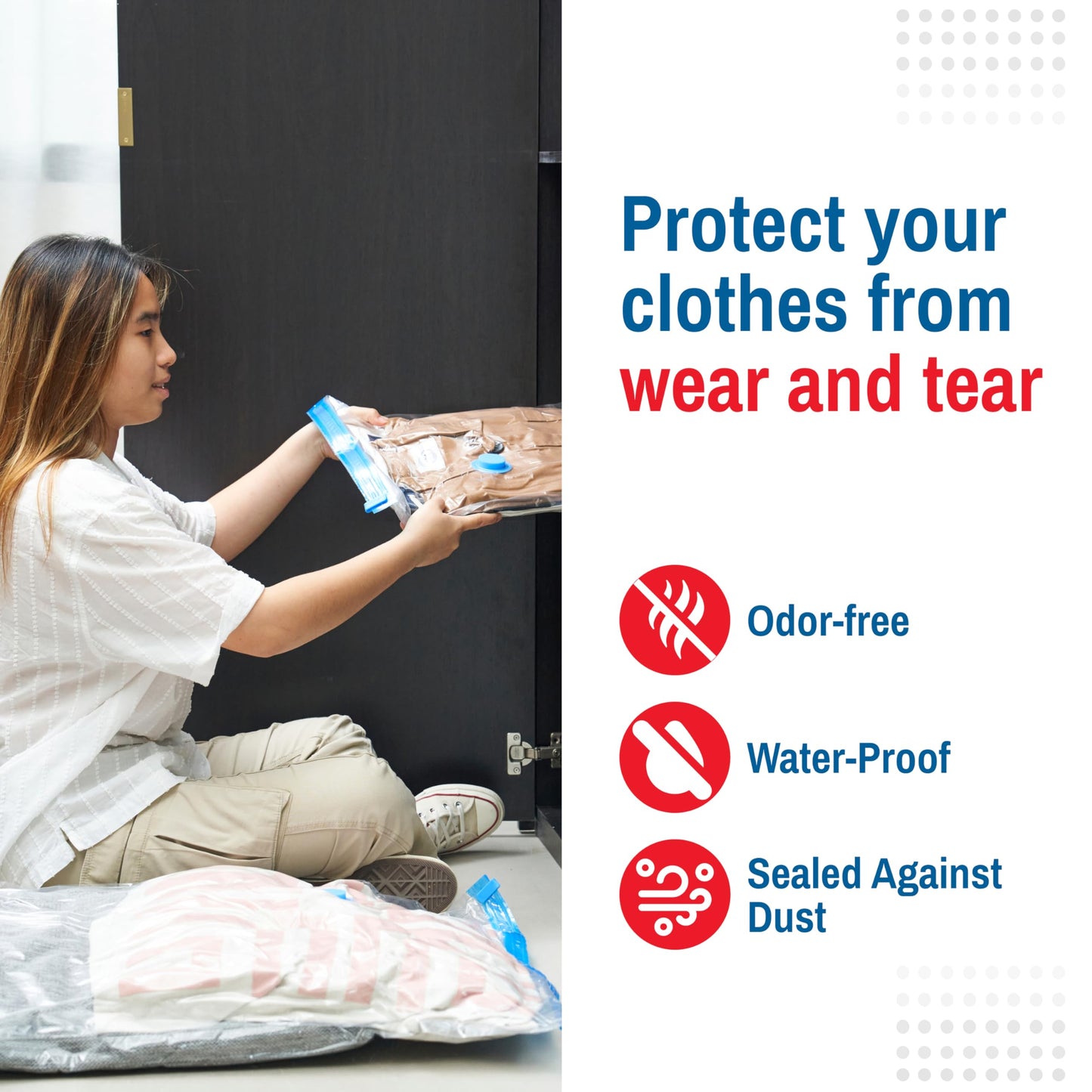 10-Pack Vacuum Storage Bags, Medium by Spacesaver - 70 x 50 cm Vacuum Seal Bags for Clothing, Blankets and Bedding - 80% More Storage - Triple Seal Valve Bag for Travel with Hand Pump Included