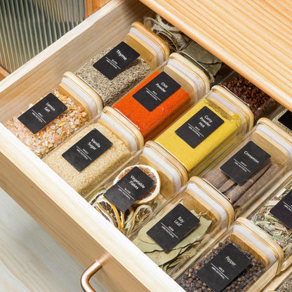 ComSaf 6Pcs 8oz Spice Jars with Label Trial Set, Glass Spice Bottle with Bamboo Lids Supplementary Set, Spice Container, Perfect for Ktichen Starter