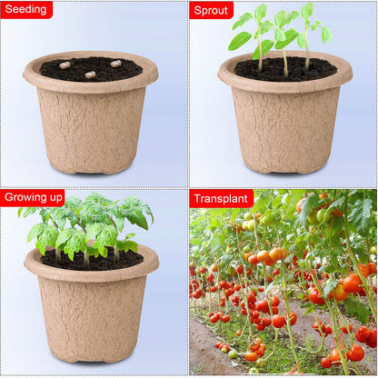 ANGTUO Peat Pots for Garden Seedling Tray 4in 100% Eco-Friendly Organic Germination Seedling Trays Biodegradable 30 Pack and 20 Plastic Plant Markers Included