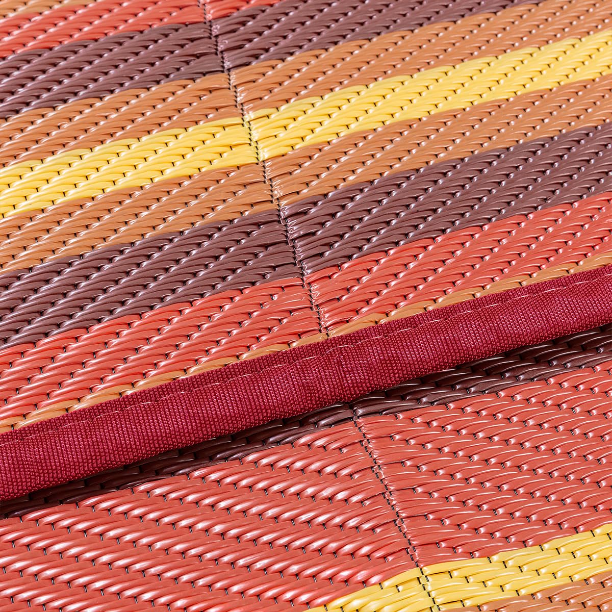 WondRg Outdoor Rug Patio Mat 5x8 Waterproof Plastic Straw Red Orange Stripe Tapis Exterieur for Camping Picnic Deck Washable Outside Carpet Balcony Backyard Porch RV Portable Reversible Lightweight