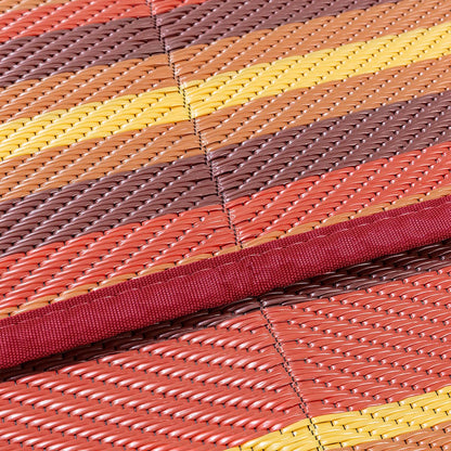 WondRg Outdoor Rug Patio Mat 5x8 Waterproof Plastic Straw Red Orange Stripe Tapis Exterieur for Camping Picnic Deck Washable Outside Carpet Balcony Backyard Porch RV Portable Reversible Lightweight