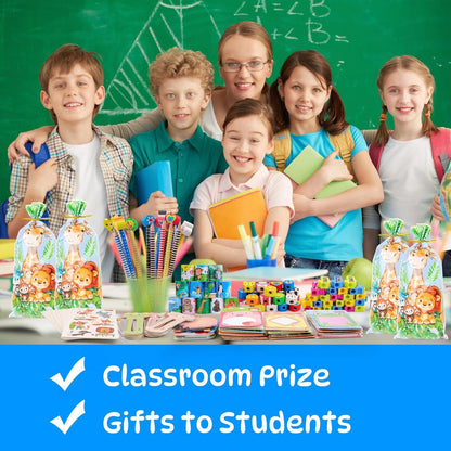 Return Gifts for Birthday Party, 24Pack Stationery Birthday Goodie Bags with Pencils Erasers Stickers School Classroom Gifts for Students Classroom Gifts Rewards Prizes