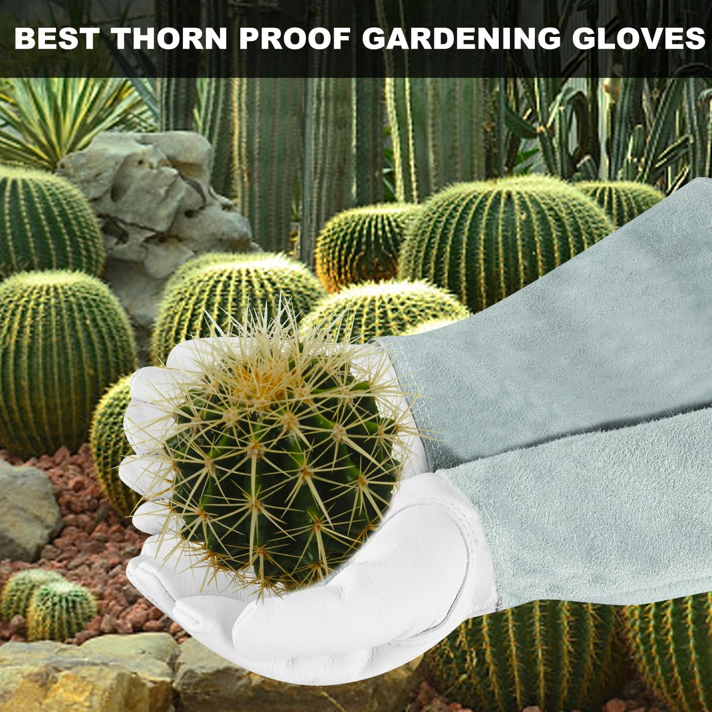 1 Pair Long Gardening-Gloves Women/Men-Thorn proof Rose Pruning Heavy Duty Gauntlet