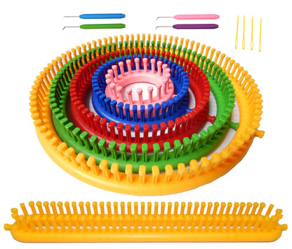 ALIMELT Round Knitting Loom Set Long Knitting Board Weave Loom Craft Yarn Kit DIY Tool Crochet Hooks Knitting Needles Hat Scarf Shawl Sweater Sock Blankets Knitter