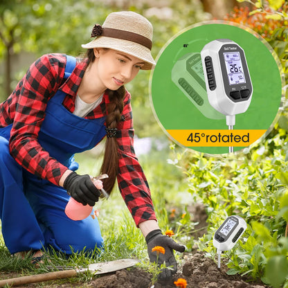 5-in-1 Soil Moisture Meter Digital Plant Temperature/Soil Moisture/PH Meter/Sunlight Intensity/Soil Fertility Backlight LCD Display Soil Test Meter for Gardening, Farming and Outdoor Plants