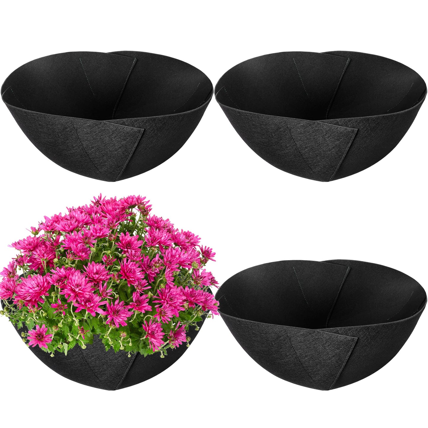 14inch Round Fabric Planter Basket Liner- 4Pcs Felt Flower Pot Liners-Hanging Plant Basket Fiber Insert for Garden Wall Hanging Planter Flower Vegetables