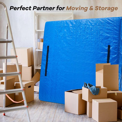 Mattress Bag for Moving, BETU Waterproof Mattress Protector Mattress Cover (Queen) Storage Bags with 8 Heavy-Duty Handles and Zipper for Bed Extra Thick Large Reusable (82"x62"x15" Blue)