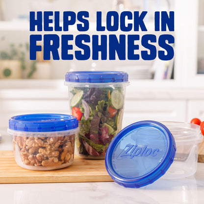 Ziploc Twist N Loc Reusable Containers, Leak-Proof Lid, Keeps Food Fresh, BPA Free, Microwave, Freezer and Dishwasher Safe Food Storage for Lunch and Leftovers, 6 Containers, 4 Cup Capacity