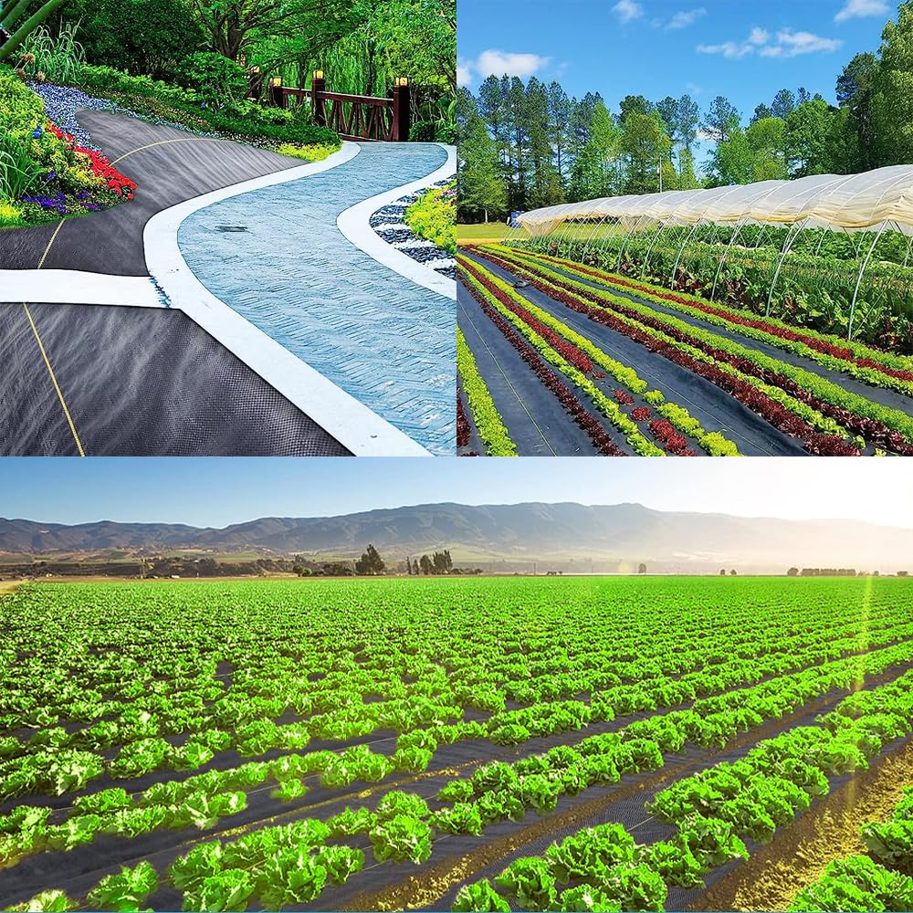 2pcs 3 X 50ft Weed Barrier Landscape Fabric Roll 3.5oz Heavy Duty Durable Woven Block Fabric Easy Setup Control Mat for Garden Yard Flower Bed Landscaping Ground Cover Garden Plastic ﻿