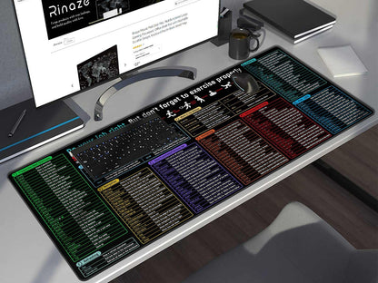 Rinaze Large Mouse Pad with Excel Shortcuts Cheat Sheet Desk Pad, Excel Tips Desk Mat, XXL Gaming Mousepad Keyboard Pad, Office Desk Accessories for Computer, Mac, PC and Laptop