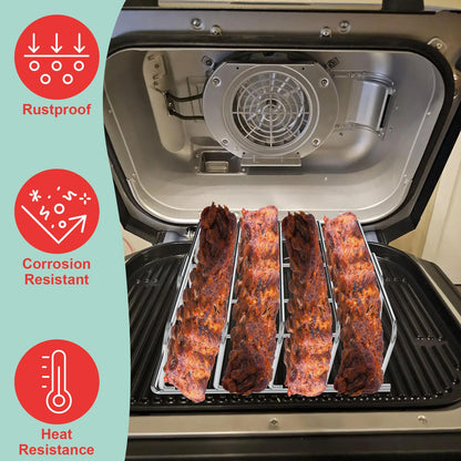 WEBROIL Rib Racks Compatible with Ninja Woodfire Outdoor Grill OG800, OG850, OG900, OG951, OG952 Series Accessories, Stainless Steel Roast Rack for Ninja Woodfire Smoker Pro Connect XL Accessories