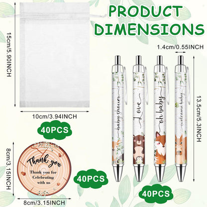 40 Sets Baby Shower Favors Gifts for Guests Include 40 Wild Animal Ballpoint Pens 40 Thank You Greeting Cards 40 Organza Bags Jungle Animal Baby Shower Party Favors Gender Reveal Souvenirs Prizes