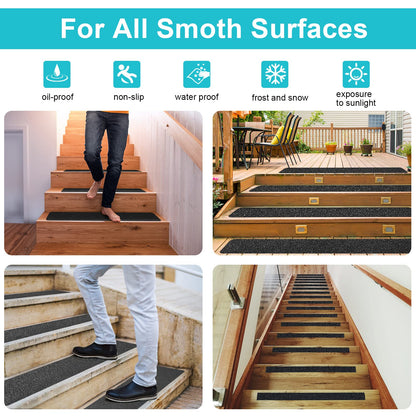 Qingluan Grip Tape, Anti Slip Tape Outdoor/Indoor Waterproof, Non Slip Tape for Stair Steps, Tread Staircases, Ramps, Skateboards (Black Tape, 5.9" x 33Ft)