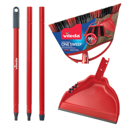 Vileda One Sweep Broom with Step-On Dustpan | Catches Over 99% of Dust & Dirt | Indoor Broom