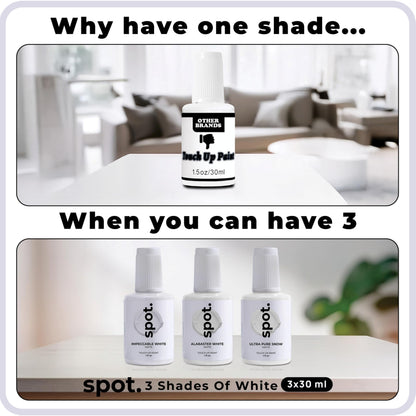 Touch-Up Paint | Matte Finish for Cabinets, Walls, Doors & Furniture | Multi-Tone White Repair Kit | Quick-Dry, Self-Priming, Low-Odor, Eco-Friendly | No-Sanding or Primer Needed | 3 Pack by spot.