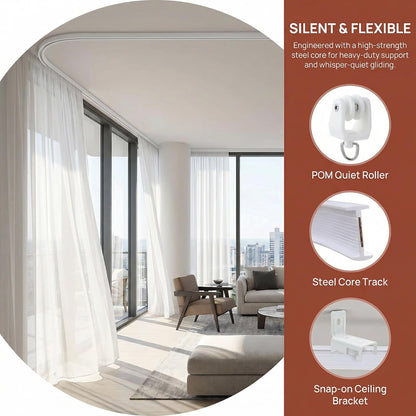 5 Meters (16.4FT) Flexible Bendable Ceiling Curtain Track,room divider, window treatment or bay, shower track, trailer motorhome Curtain Track, Room Divider, Ceiling Track for Curtains