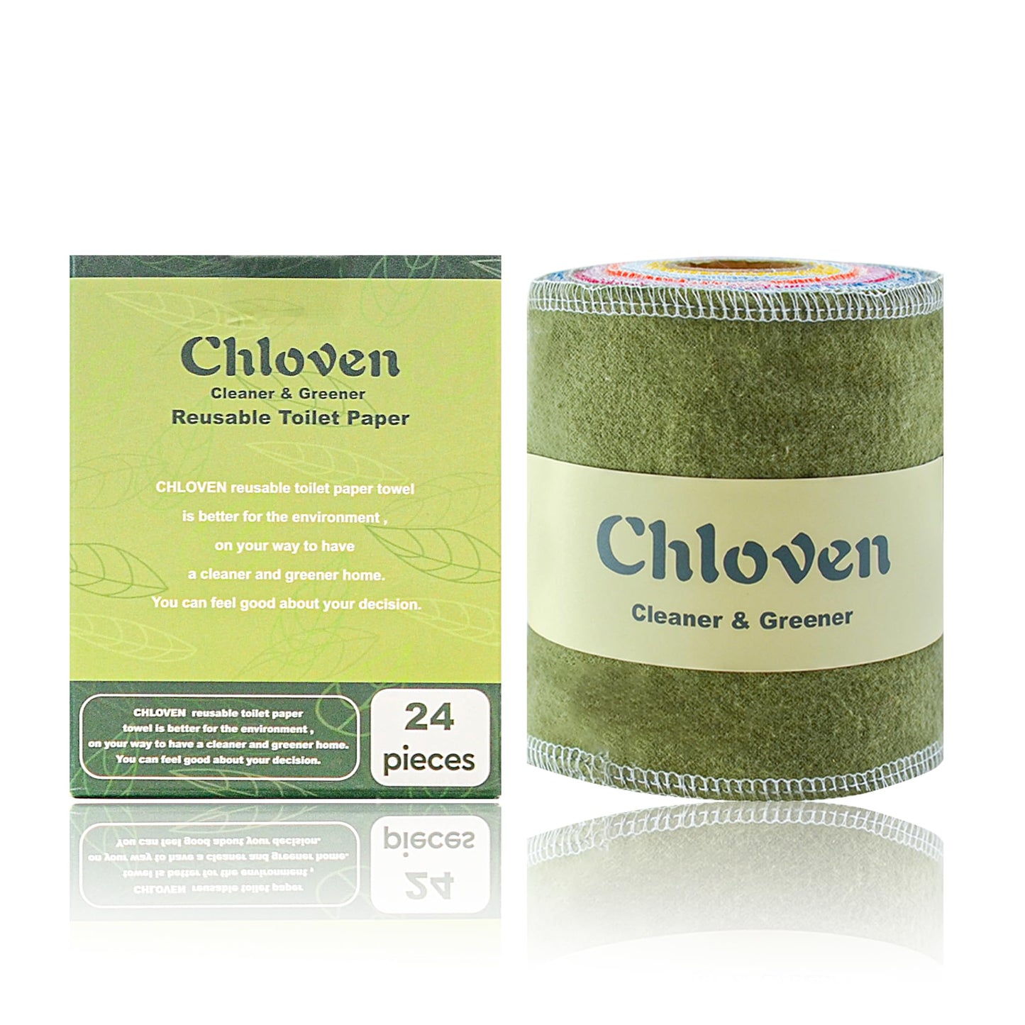 Chloven Reusable Toilet Paper - 24 Pack Eco Friendly, Sustainable Cloth Toilet Paper - Super Soft, Absorbent Reusable Paper Towels Washable Roll - Zero Waste Family Cloth Nonpaper Towels