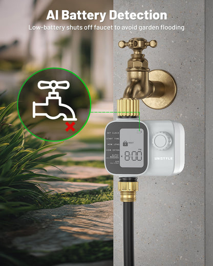 2027 New Upgrade Sprinkler Timer with Brass Inlets, Unistyle Programmable Water Timer for Garden Hose, IP55 Waterproof Hose Timers with Manual and Automatic Irrigation Timers for Yard and Lawn Patio