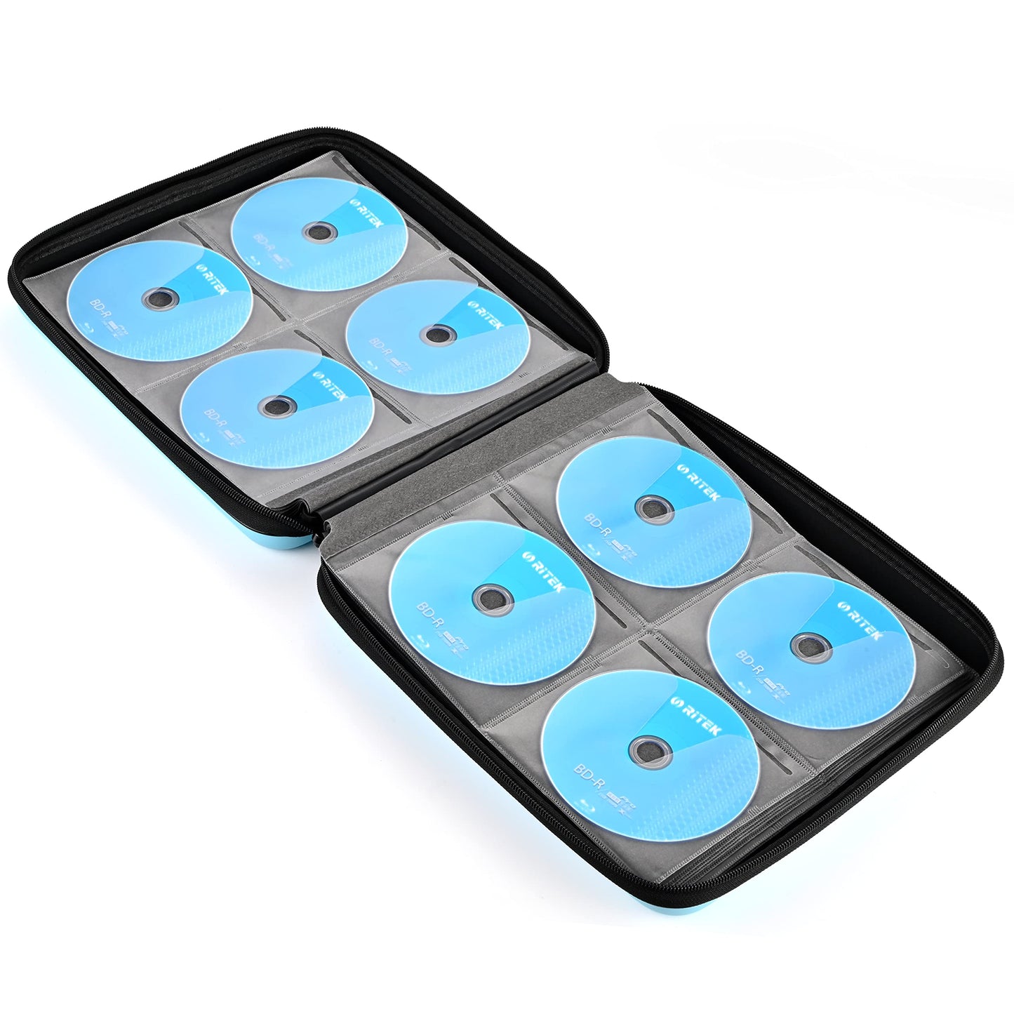 alavisxf xx CD Case, 192 Capacity Hard EVA Blu-ray Storage Orangier Wallet Bag Protable CD Case Holder for Car Home Travel (Sky Blue192, 192 Capacity)