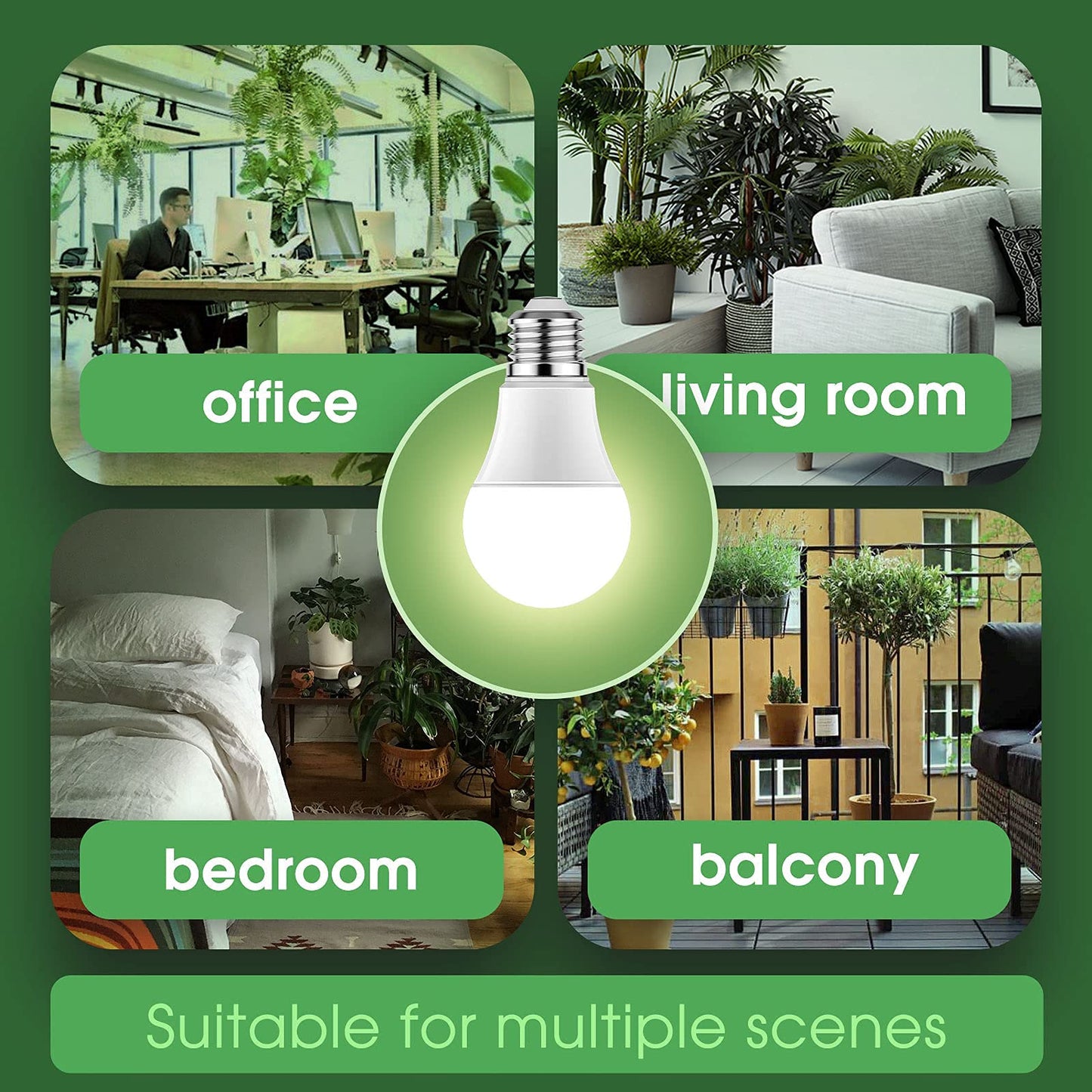 Briignite 4 Pack Grow Light Bulbs, LED Grow Light Bulb A19 Bulb, Full Spectrum Grow Light Bulb, Plant Light Bulbs E26 Base, 11W Grow Bulb 100W Equivalent, Grow Light for Indoor Plants, Seed Starting