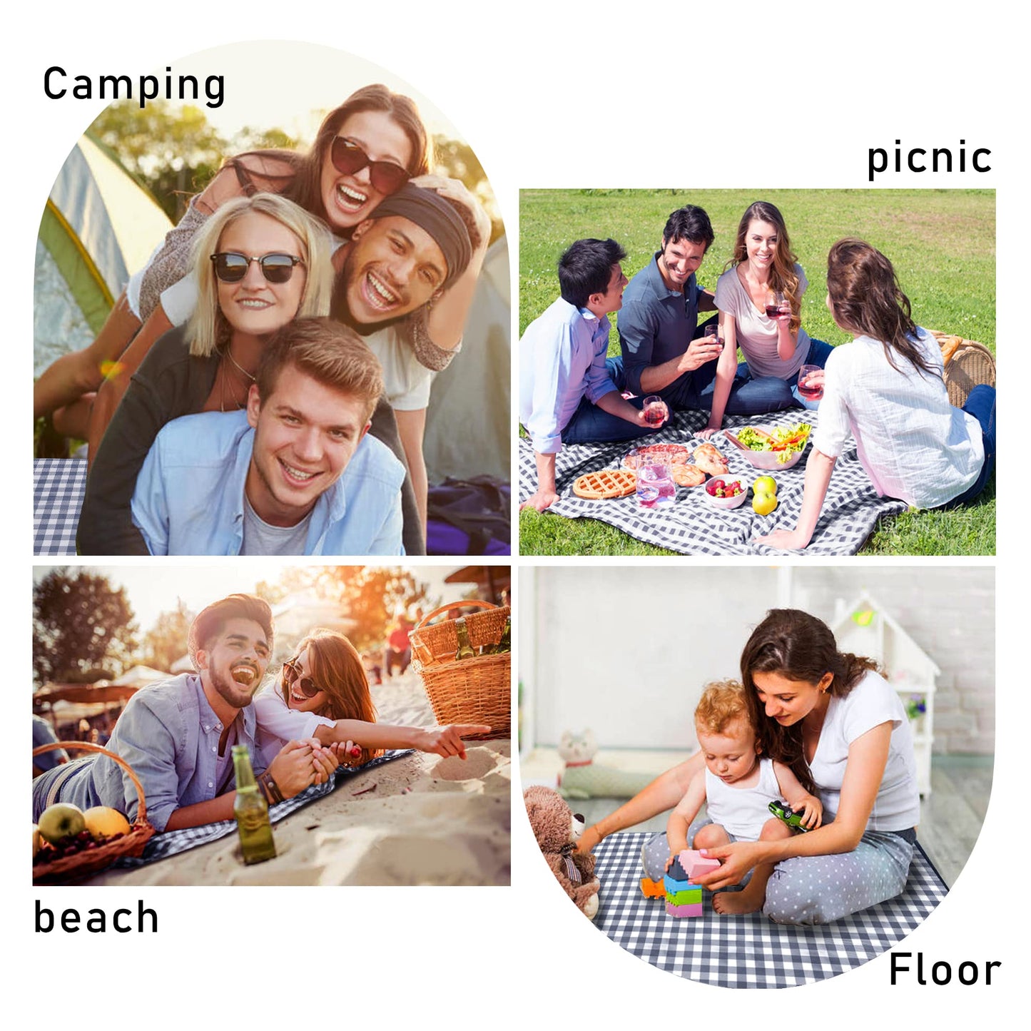 SAMSIER Large Outdoor Picnic Blankets Waterproof Foldable, Beach Blanket Sandproof Portable, Cute Picnic Mat Washable (Navy Blue, 60"×80")