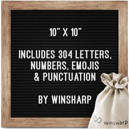 Black Felt Letter Board | 10"x10" Brown Rustic Wooden Frame Letter Board with White Letters | Premium Changeable Sign Boards for Home Decor Motivational Quotes Baby Announcement Price Menu List Message Letterboard With Stand For Small Business