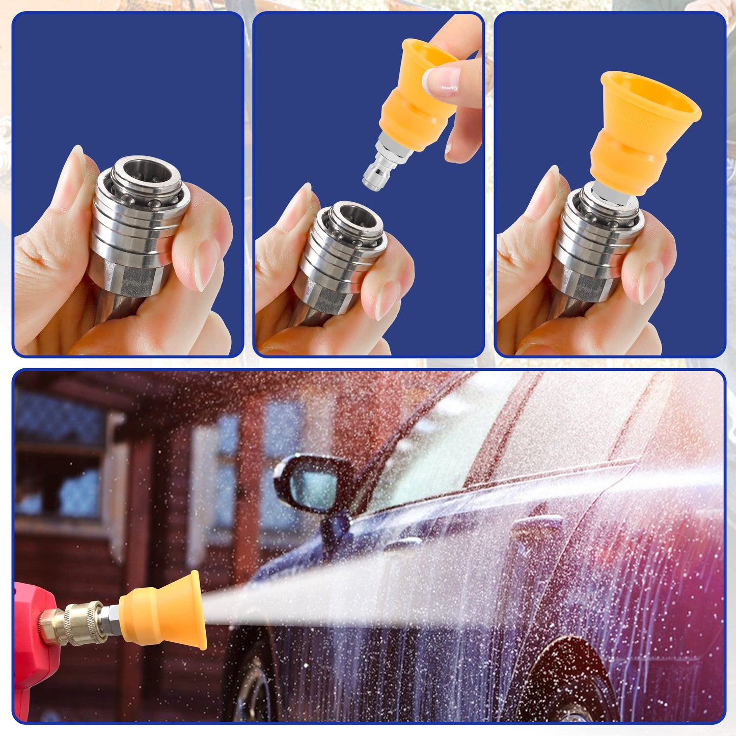 RIDGE WASHER Pressure Washer Nozzle Guard, Power Washer Nozzle Tips with Protector Holder, 5 Pressure Washing Tips with 1/4" Quick Connect, Orifice 3.5