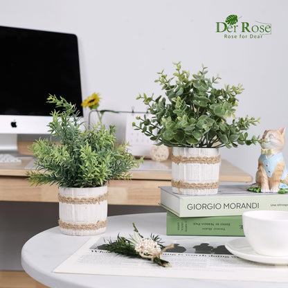 Der Rose 4 Pack Fake Plants Artificial Plants for Home Office Farmhouse Desk Rustic Table Boho Aesthetic Room Decor Indoor