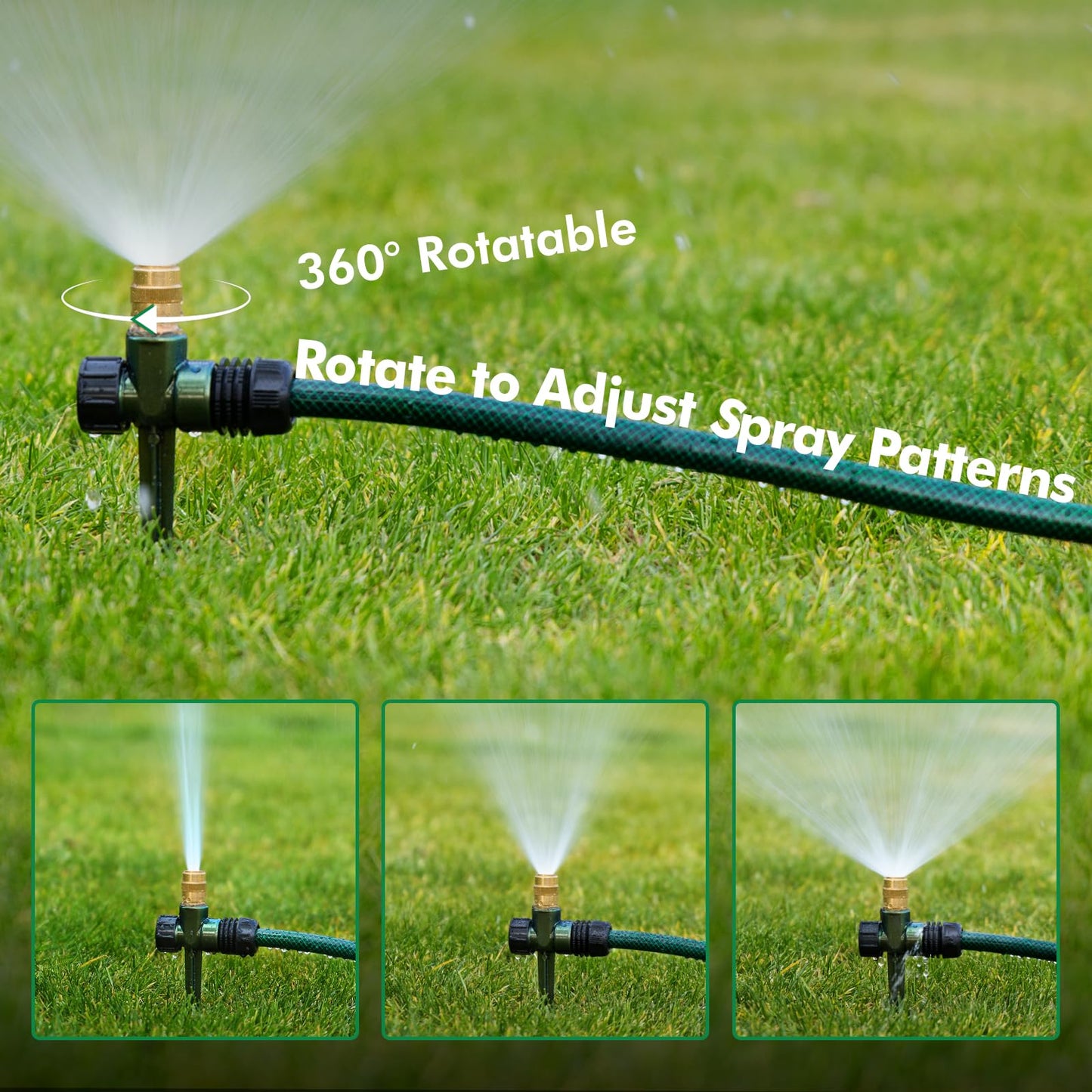 RESTMO 2 Pack Heavy-Duty Full-Metal Lawn Sprinkler for Yard with Durable Brass Nozzle, Premium Spike Base, 360° Large Area Coverage Lawn Sprinkler for Patio and Garden Irrigation