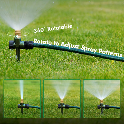 RESTMO 2 Pack Heavy-Duty Full-Metal Lawn Sprinkler for Yard with Durable Brass Nozzle, Premium Spike Base, 360° Large Area Coverage Lawn Sprinkler for Patio and Garden Irrigation