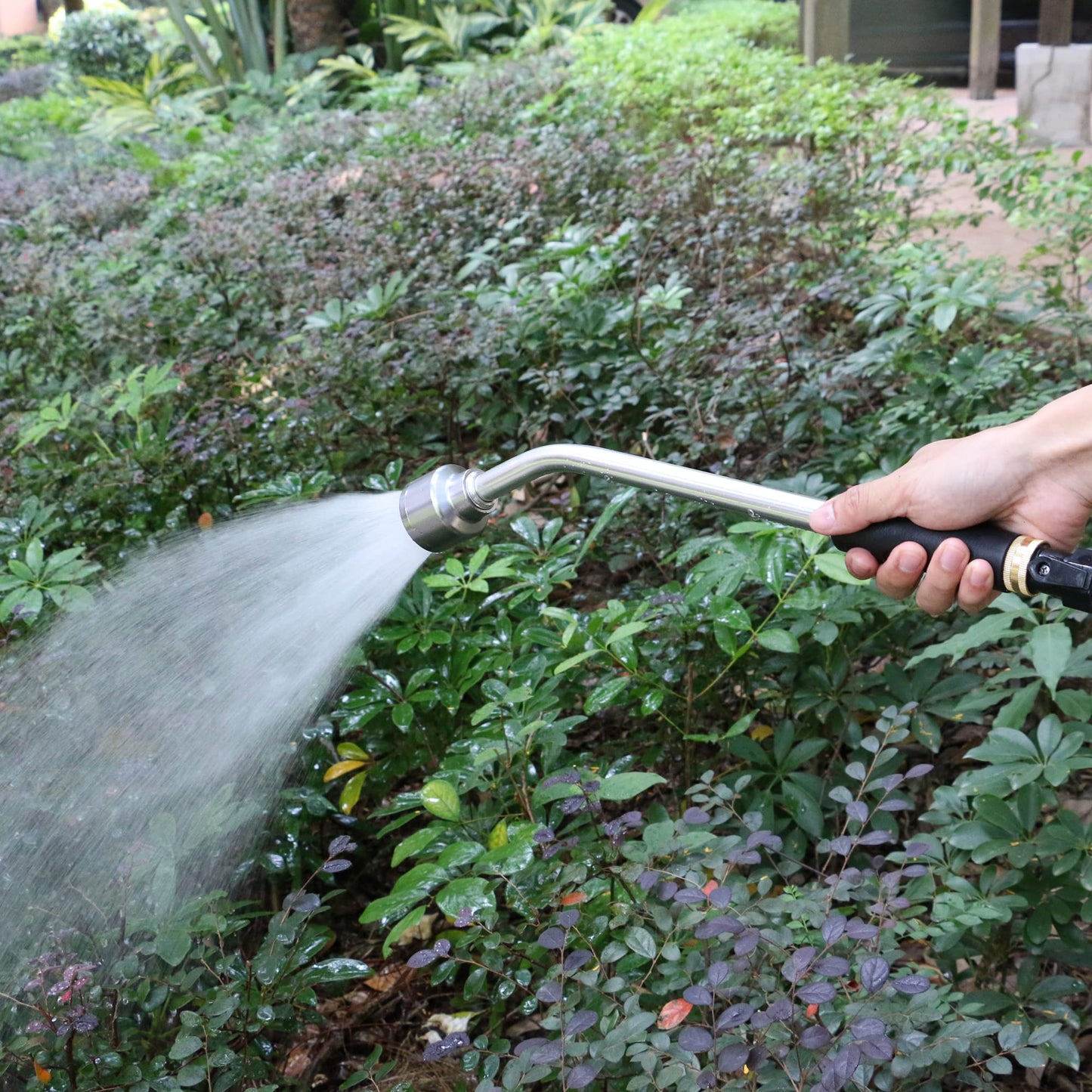 STYDDI 18-inch Soft Rain Watering Wand with Shut Off Valve, Lightweight and Durable Aluminum Spray Wand Perfect for Hanging Baskets, Planters, Greenhouses and Seedbed