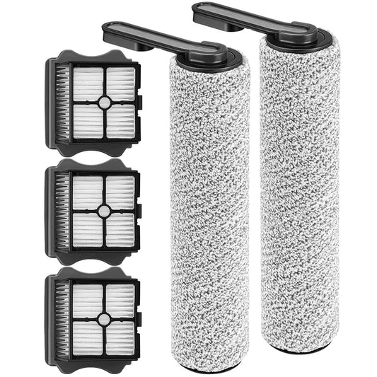 Roller Brush Replacement and Vacuum Filter Kit Compatible only with Tineco Floor ONE S5 / Floor One S5 Pro 2 Cordless Wet Dry Vacuum Cleaner, 2 Roller Brushs, 3 Filters【Not Fit Combo】