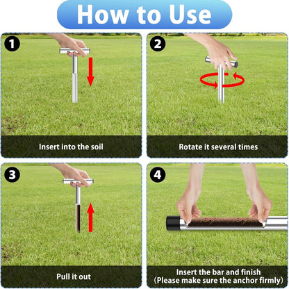12 Inch Stainless Steel Soil Sampler Probe, T-Style Handle Soil Test Probe, Soil Probe for Soil Sampling, Soil Test Kit for Plant Care, Farm, Lawn Garden (12 Inch)
