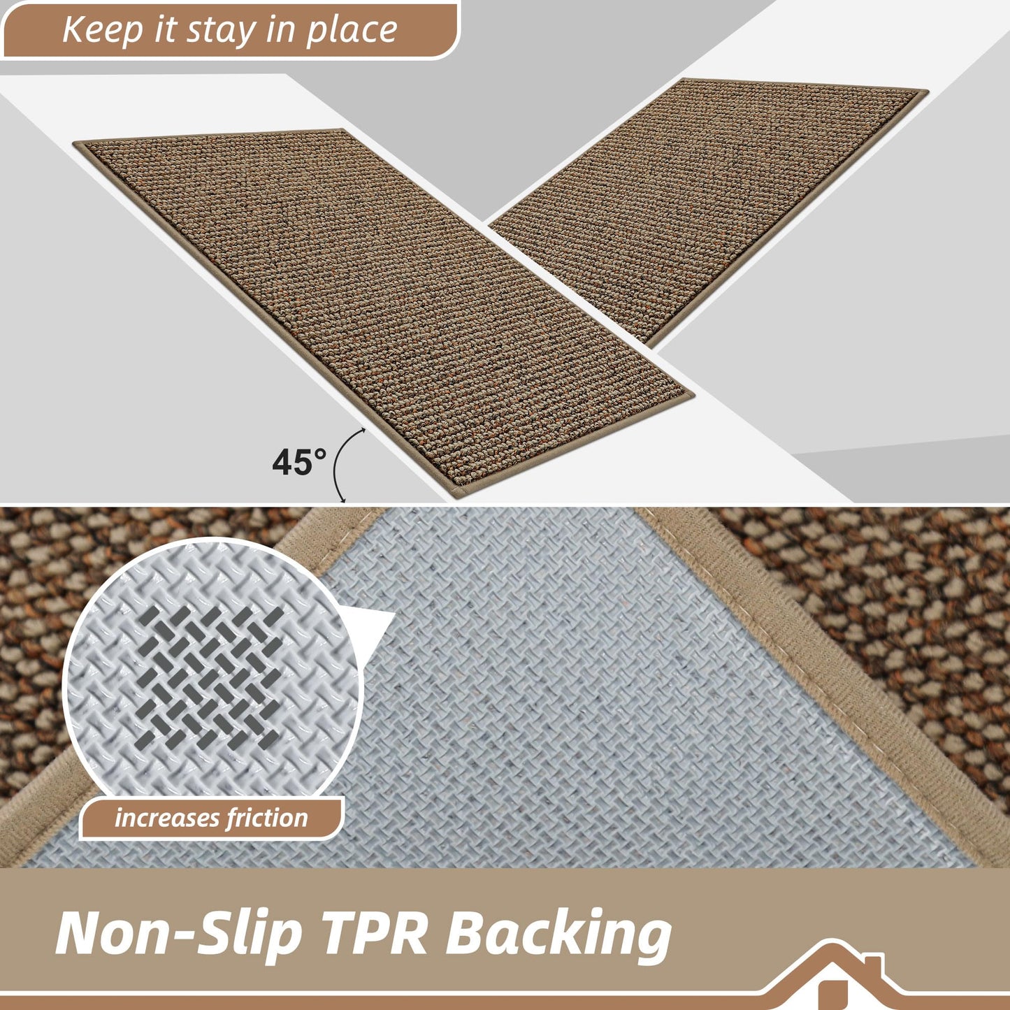 BEQHAUSE Kitchen Rugs 20"x32", Non-Slip Kitchen Mats for Floor, Super Absorbent and Stain Resistant Kitchen Rugs, Machine Washable Rugs for Kitchen, Hallway, Laundry & Sink, Taupe