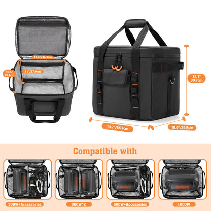 Trunab Protable Carrying Case Compatible with Jackery Explorer 300/500/1000/1000 Pro/ECOFLOW River/River2 Pro/River2 Max, Portable Power Station Bag with Adjustable Dividers